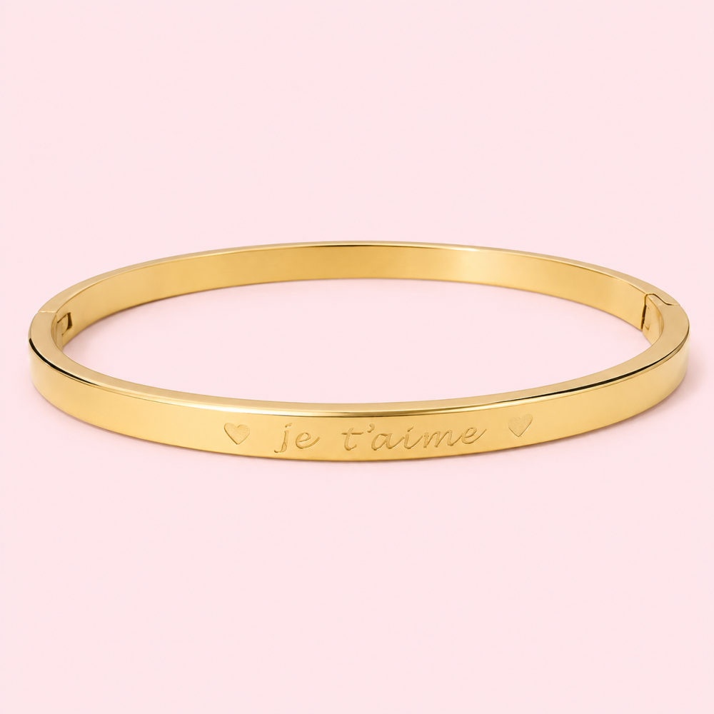Jonc à message Je t’aime Cœurs doré ou argenté | Gaou Bijoux
