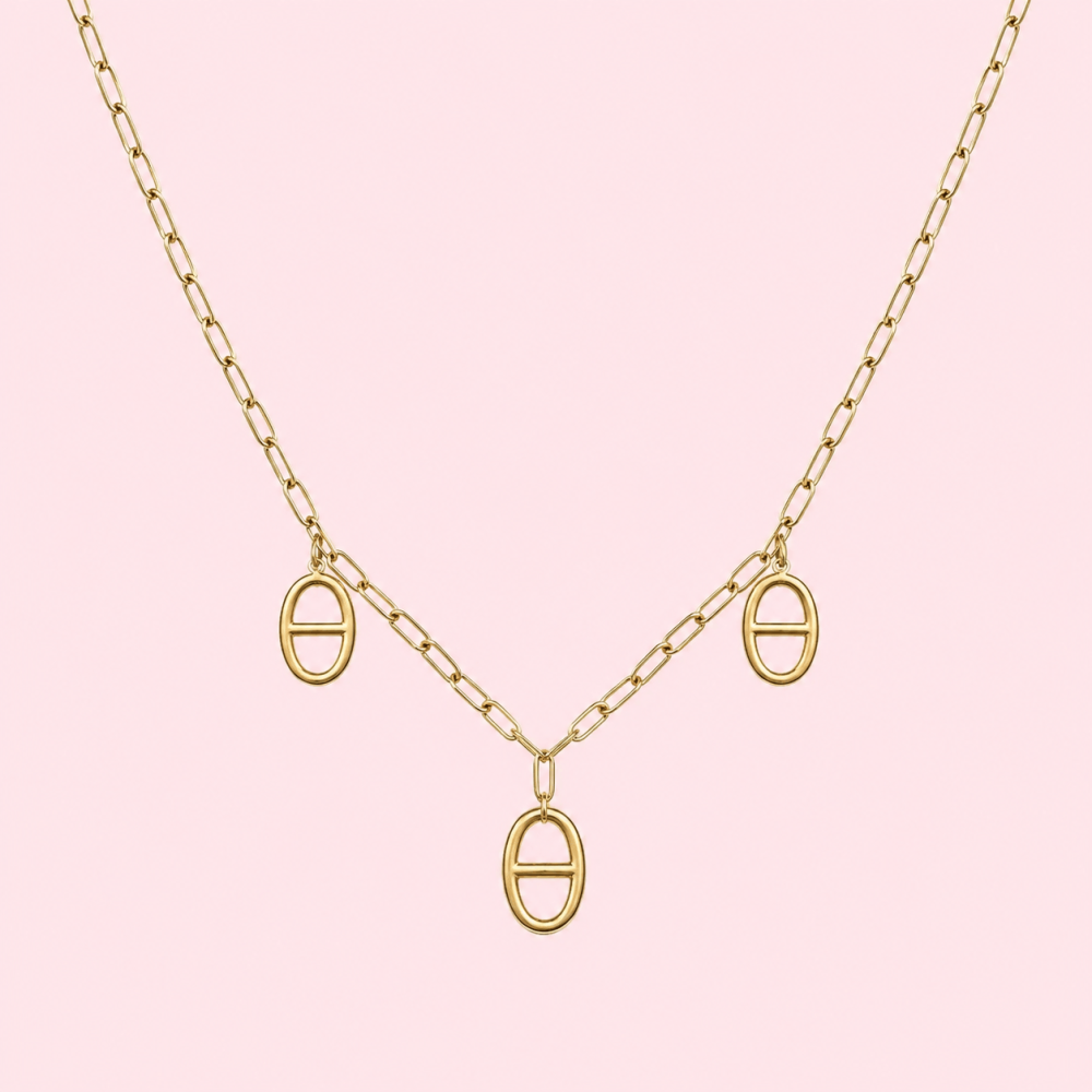Collier maille marine trois pendentifs doré | Gaou Bijoux