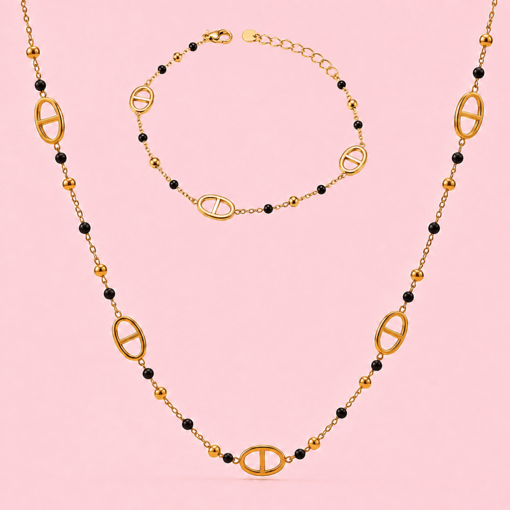 Parure maille marine boules colorées | Gaou Bijoux