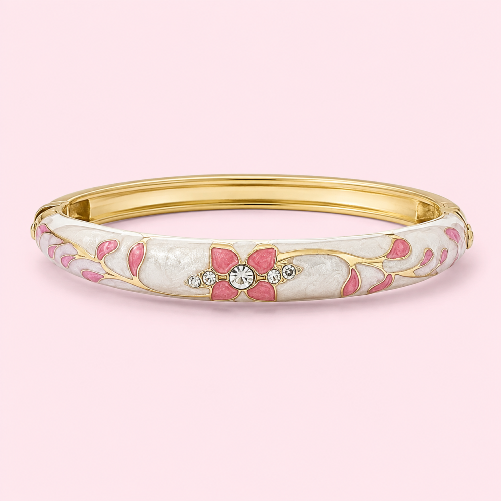 Bracelet jonc thaïlandais émaillé floral multicolore tendance bohème chic | Gaou Bijoux