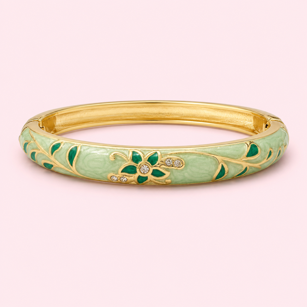 Bracelet jonc thaïlandais émaillé floral multicolore tendance bohème chic | Gaou Bijoux