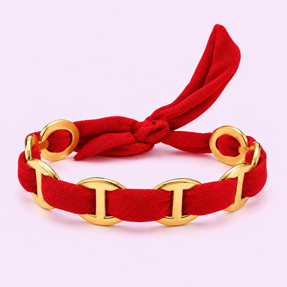 Bracelet tissu & maillons maille marine dorés – multicolore | Gaou Bijoux