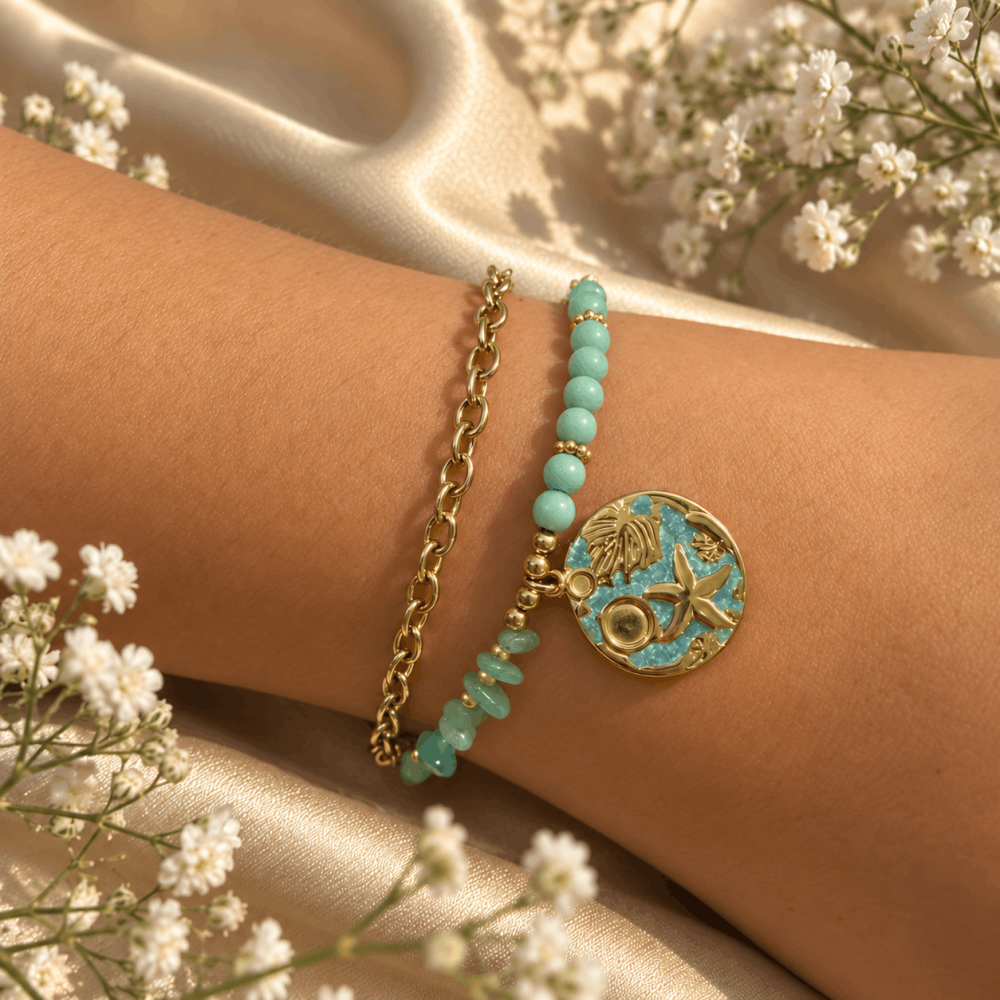 Bracelet médaillon marin et pierres colorées | Gaou Bijoux