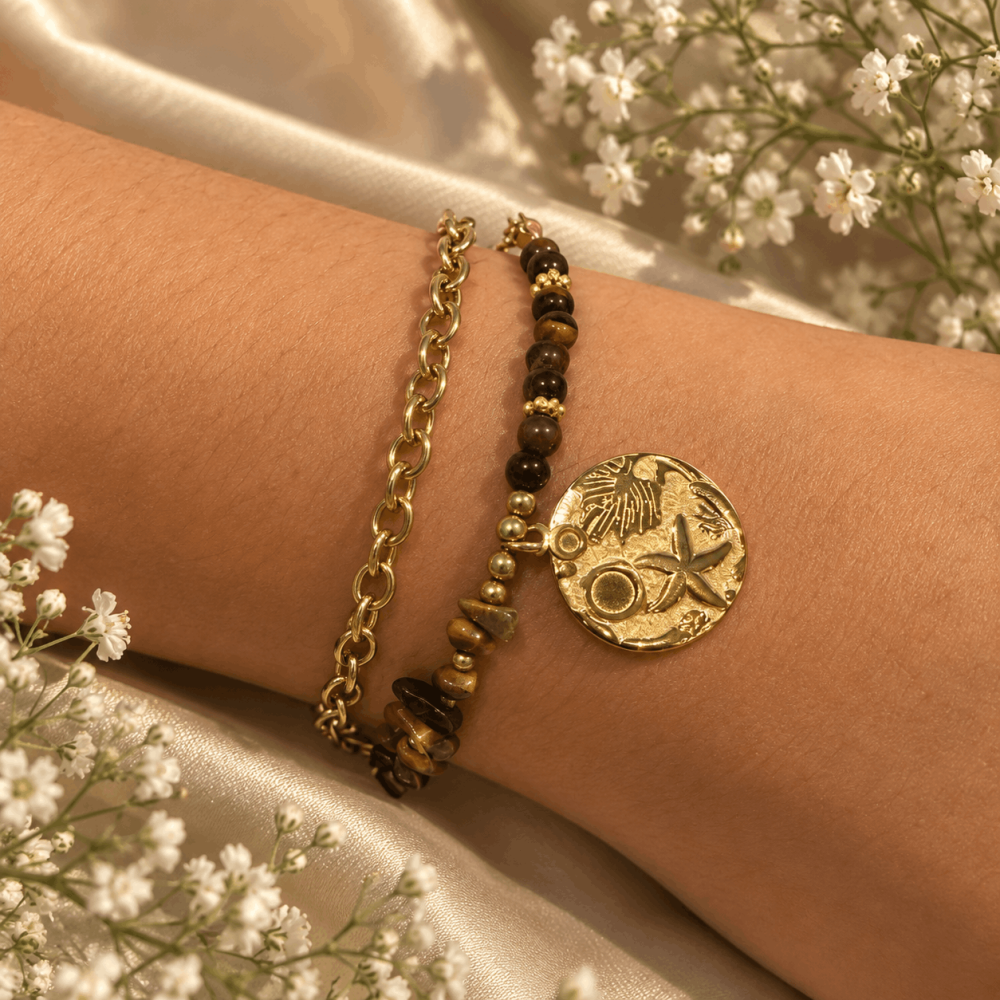 Bracelet médaillon marin et pierres colorées | Gaou Bijoux