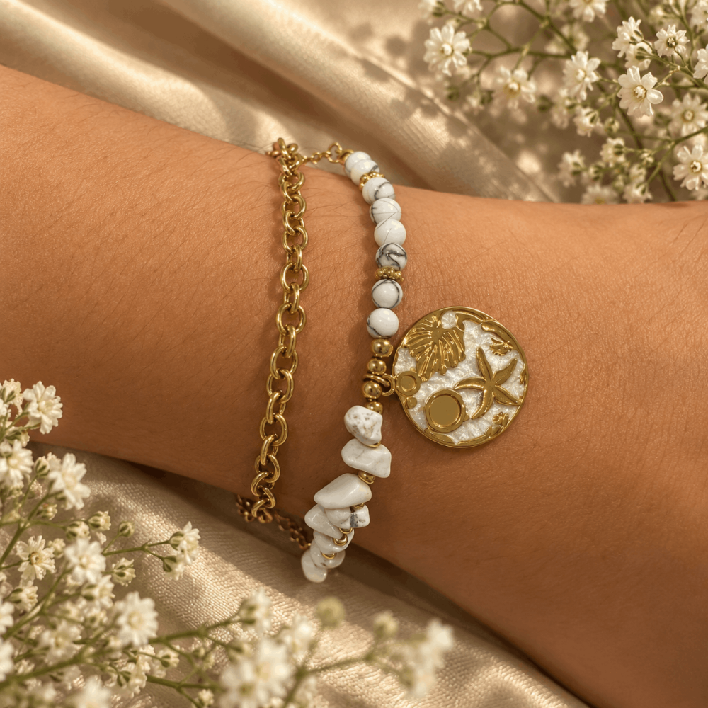 Bracelet médaillon marin et pierres colorées | Gaou Bijoux