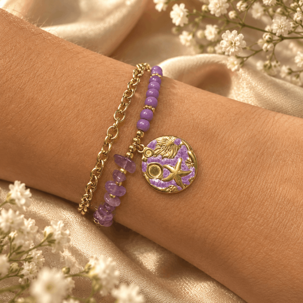 Bracelet médaillon marin et pierres colorées | Gaou Bijoux
