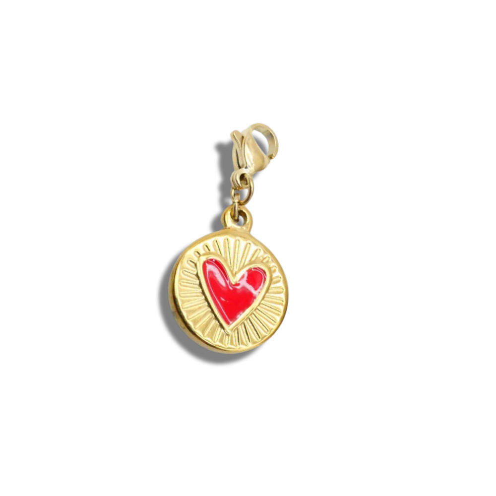 Charm Coeur Medaille Rouge
