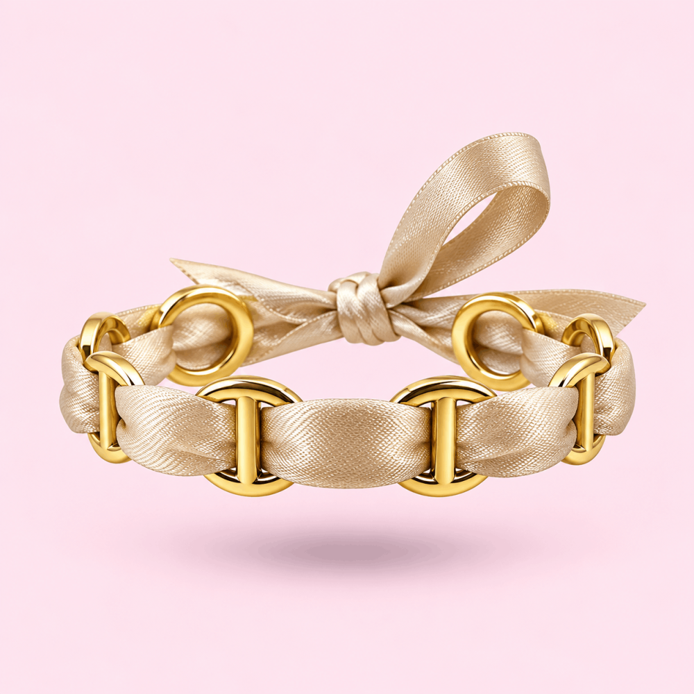 Bracelet tissu & maillons maille marine dorés – multicolore | Gaou Bijoux