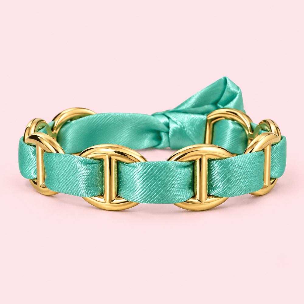 Bracelet tissu & maillons maille marine dorés – multicolore | Gaou Bijoux
