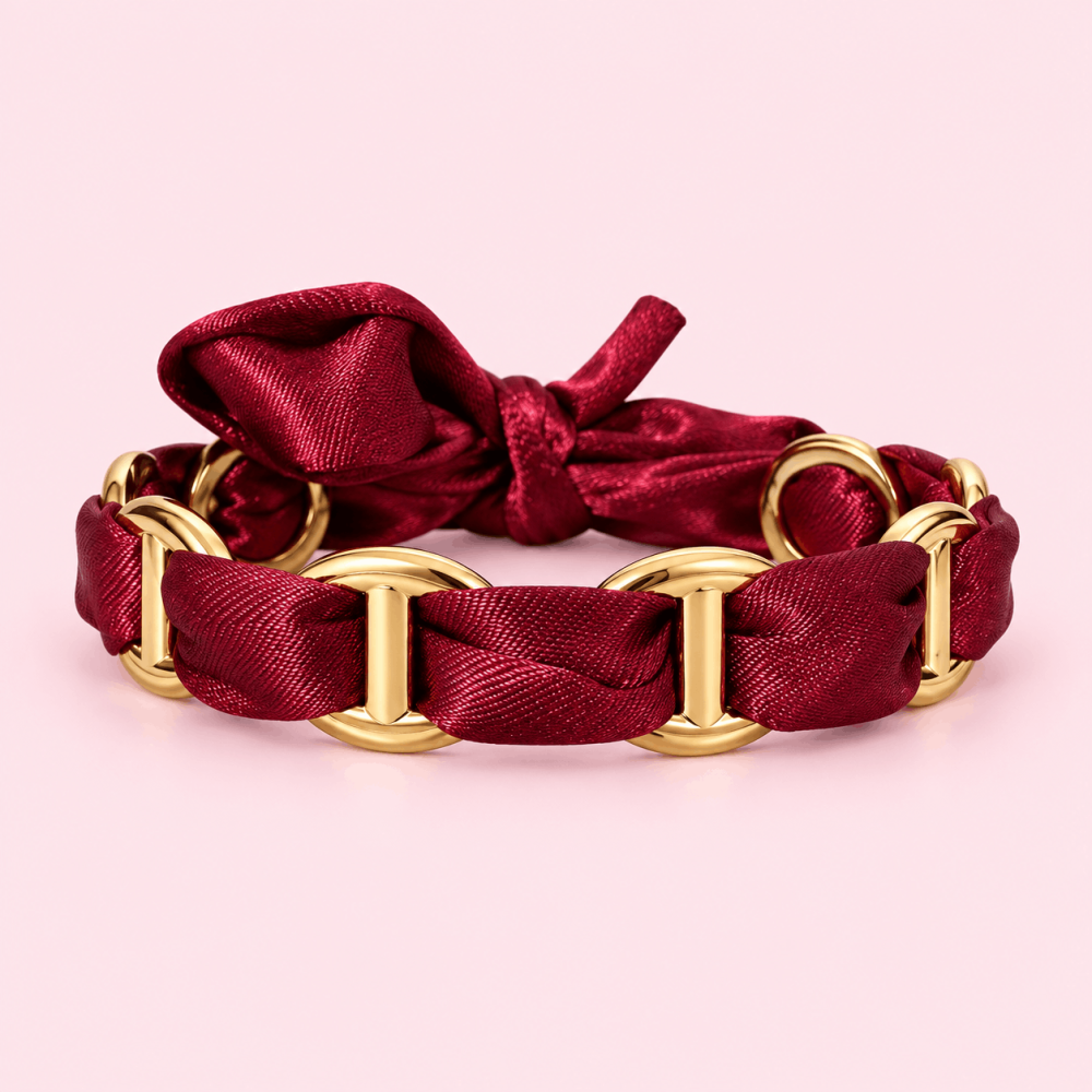 Bracelet tissu & maillons maille marine dorés – multicolore | Gaou Bijoux
