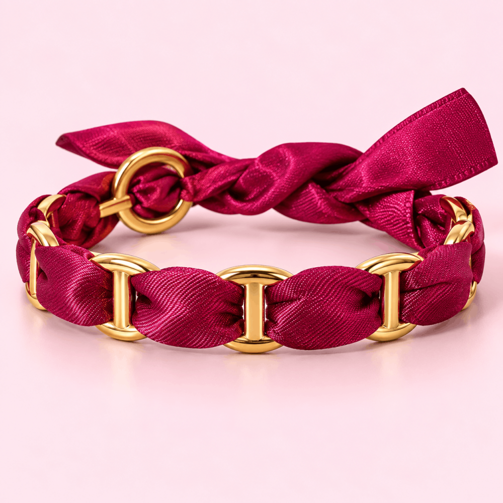 Bracelet tissu & maillons maille marine dorés – multicolore | Gaou Bijoux