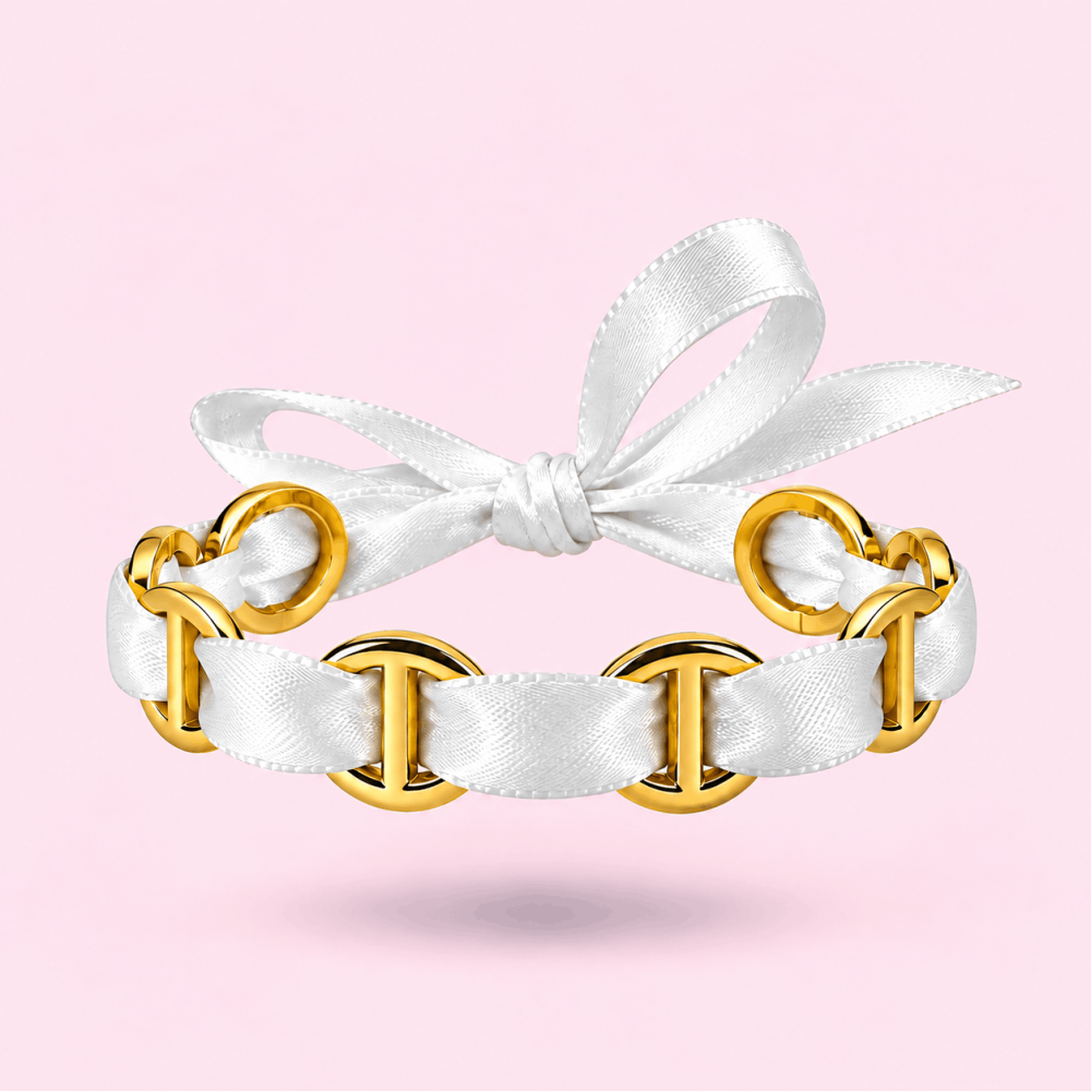 Bracelet tissu & maillons maille marine dorés – multicolore | Gaou Bijoux