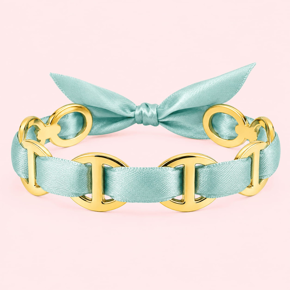 Bracelet tissu & maillons maille marine dorés – multicolore | Gaou Bijoux