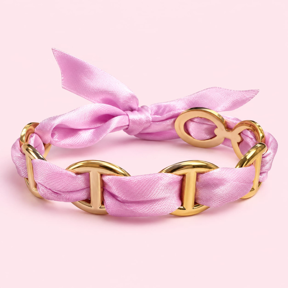 Bracelet tissu & maillons maille marine dorés – multicolore | Gaou Bijoux