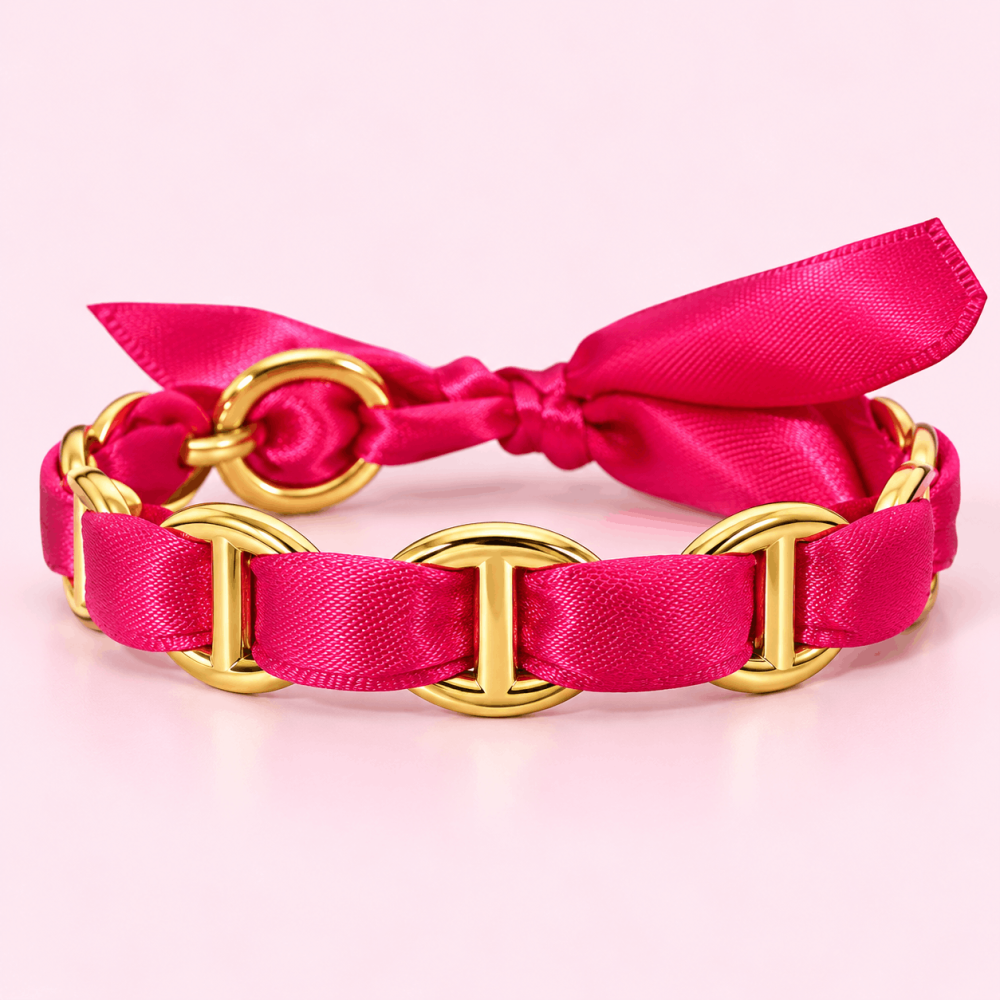Bracelet tissu & maillons maille marine dorés – multicolore | Gaou Bijoux