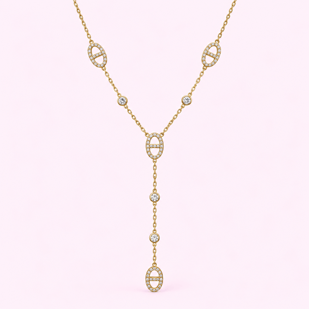 Collier Y Maille Marine & Perles | Gaou Bijoux