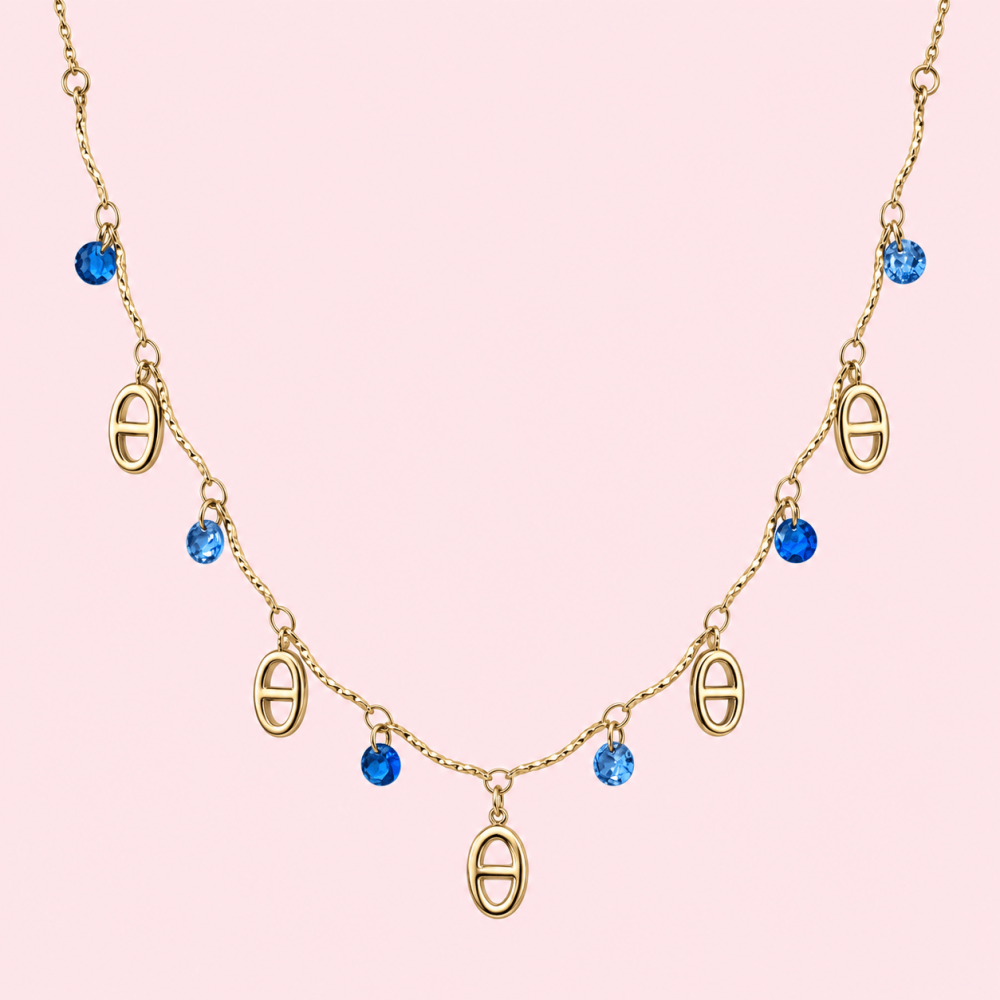 Collier maille marine cristaux colorés | Gaou Bijoux