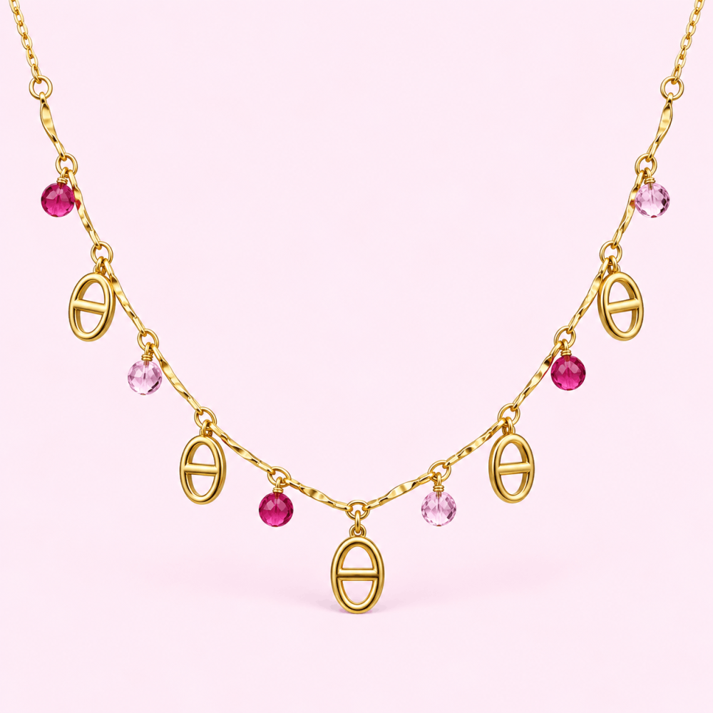 Collier maille marine cristaux colorés | Gaou Bijoux