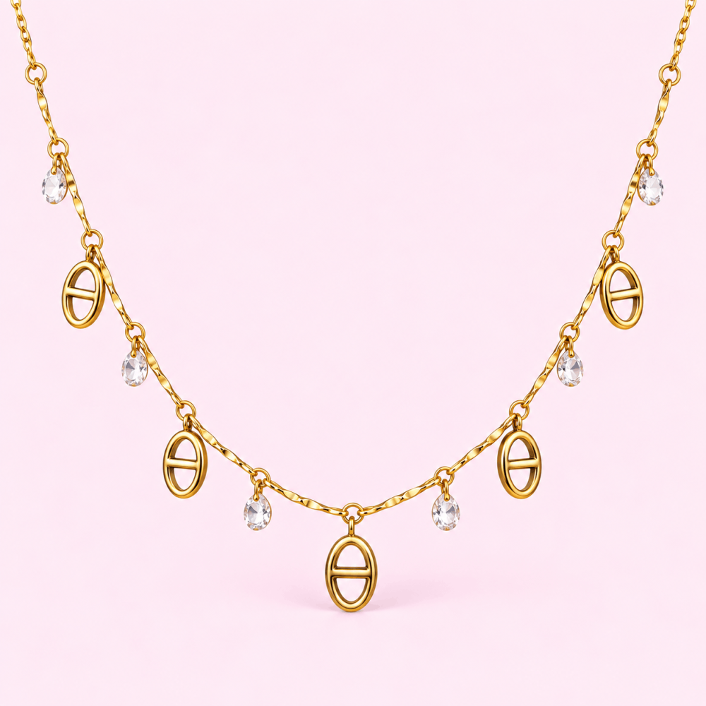 Collier maille marine cristaux colorés | Gaou Bijoux