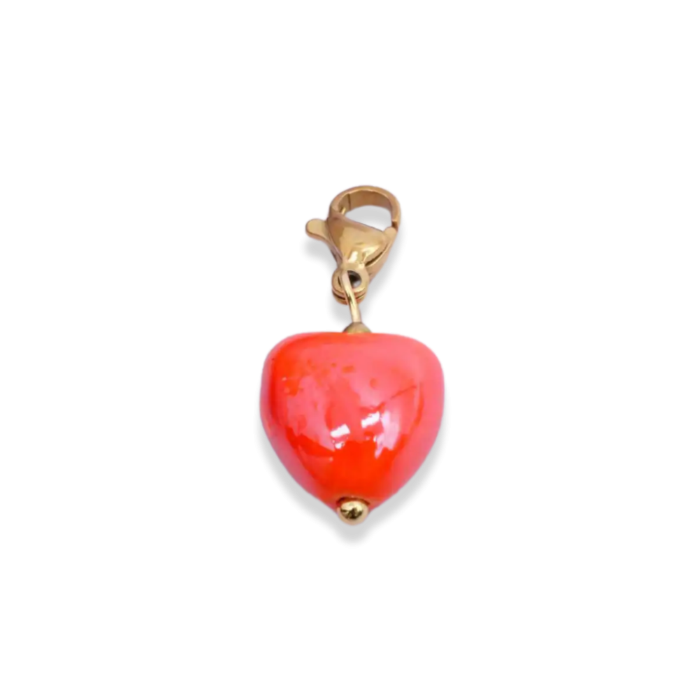Charm Cœur bombé Corail  | Gaou Bijoux