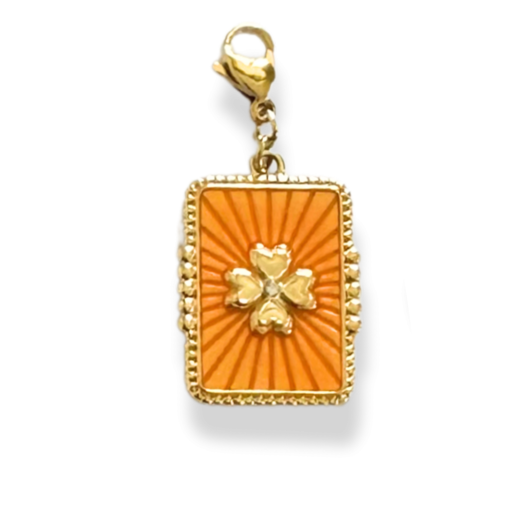 Charm Médaillon Trèfle Orange  | Gaou Bijoux
