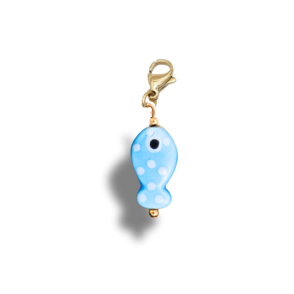 Charm Poisson bleu à pois